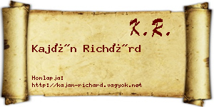 Kaján Richárd névjegykártya